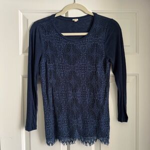 J Crew Lace Overlay Top size small